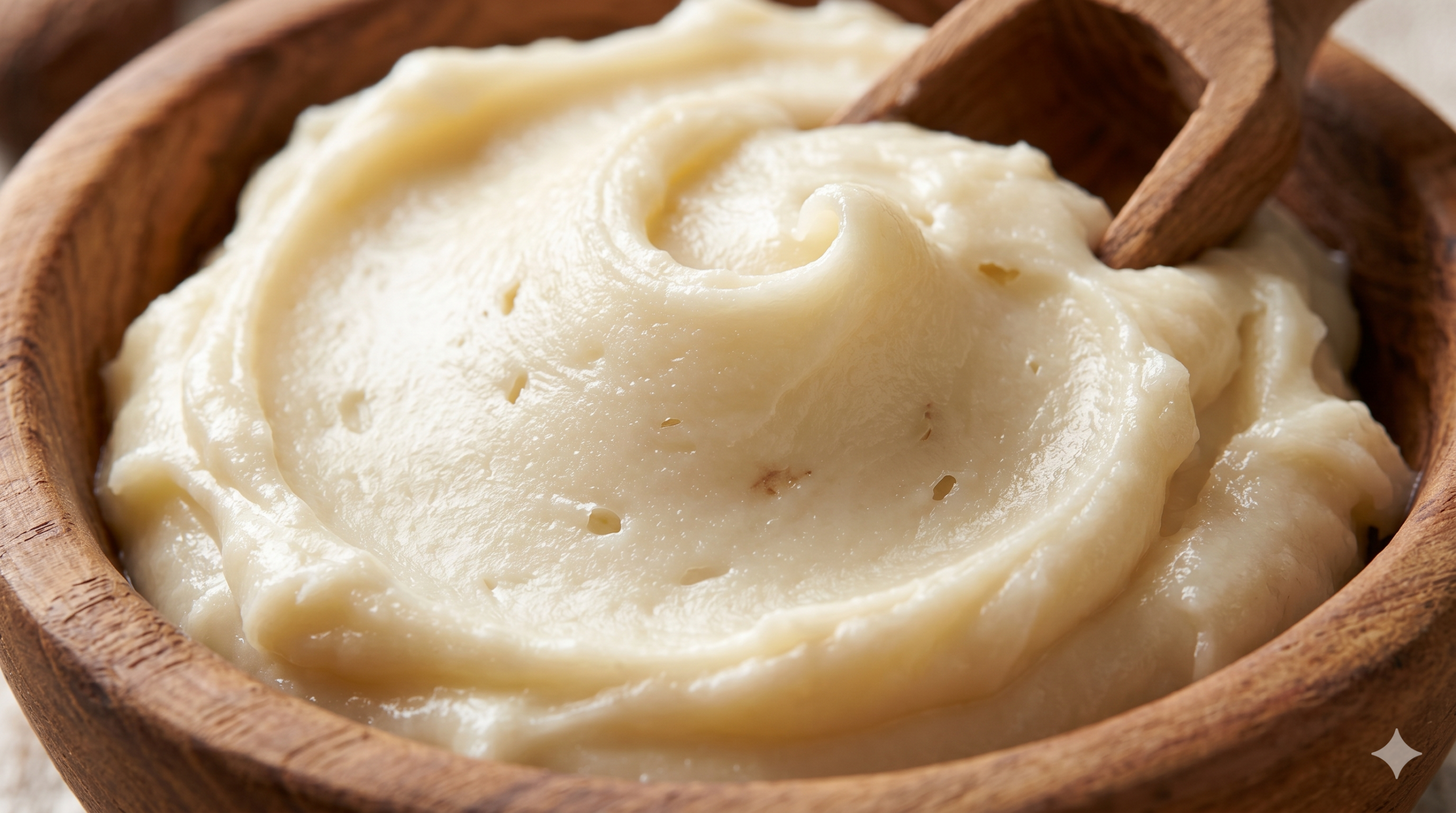 Creamy Nilotica shea butter being scooped to reveal its frosting-like consistency and light ivory colour.